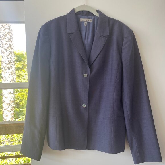 Anne Klein Classic Blue  Wool Suit‎ Jacket with Double Button Closure, 14 - Picture 1 of 6